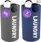 2Pack 95L Big Clothes Hamper for Family, Collapsible Laundry Baskets by IHOMAGIC
