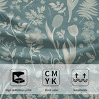 Aqua Spring Floral Hand Towels for Bathroom Set of 2 Flower Leaves Vintage - Image 3