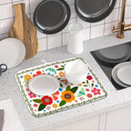 Colorful Boho Floral Dish Drying Mat 16x18 Inch Dishes Dry Pad Drainer Rack - Image 6