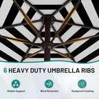 AreShark 7.5FT Patio Umbrella Table Market Umbrella with 6 Sturdy Ribs, Button Tilt/Crank, Heavy-Duty Outdoor Umbrellas for Pool, Deck, Garden and Backyard, Black & White Stripe - Image 4