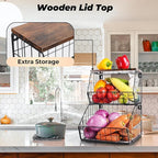 2 Tier Stackable Wall Mounted Hanging Basket, Fruit Basket - Image 2