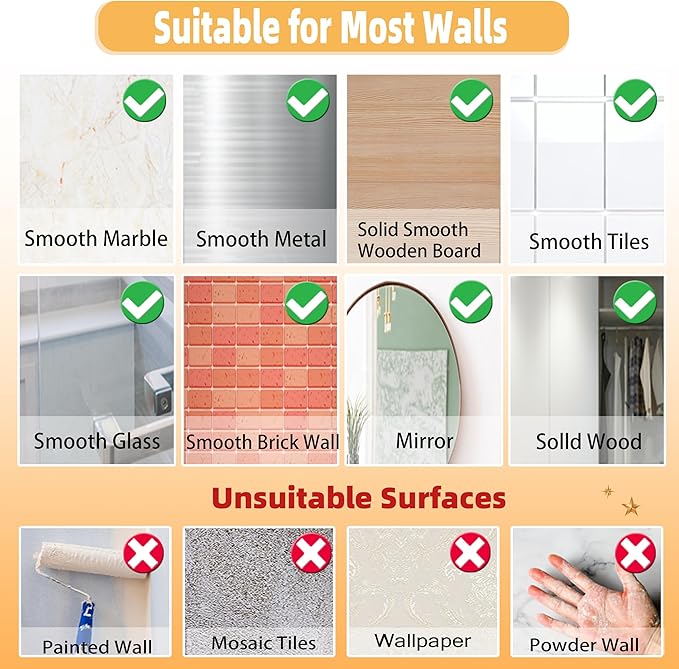 Adhesive Wall Hooks for Hanging, 50 Pack Heavy Duty Stainless Self Sticky Hooks - Image 6