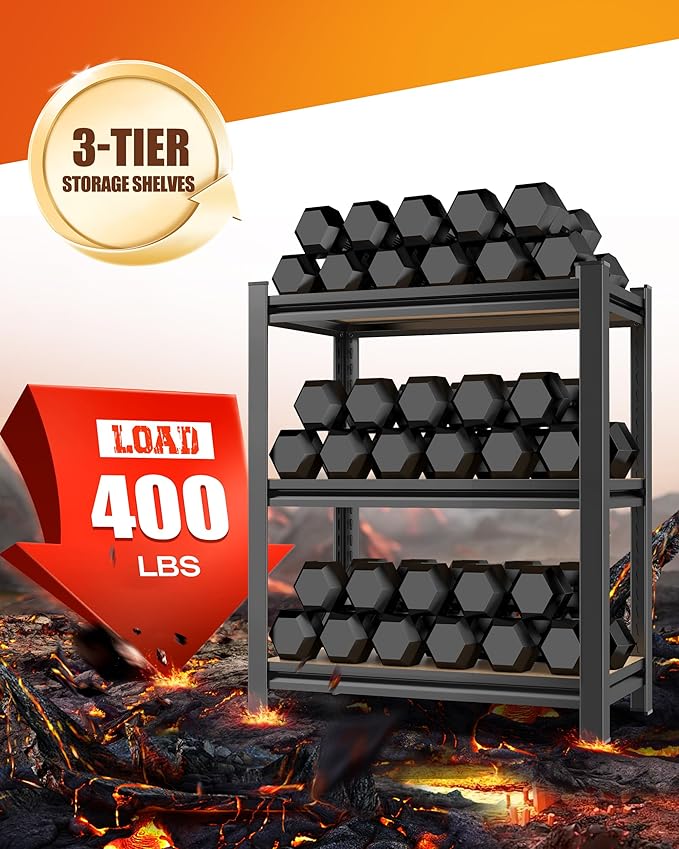 AOAORRG Set of 5 Garage Shelving Heavy Duty Storage Shelves, Metal Adjustable Shelving Unit, Utility Garage Organizer Shelf for Basement, Pantry, Kitchen, Warehouse, 15.7" Dx33.5 Wx35.4 H, Black - Image 4