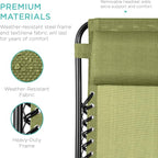 Best Choice Products Set of 2 Adjustable Steel Mesh Zero Gravity Lounge Chair Recliners w/Pillows and Cup Holder Trays - Dusty Green/Black - Image 6