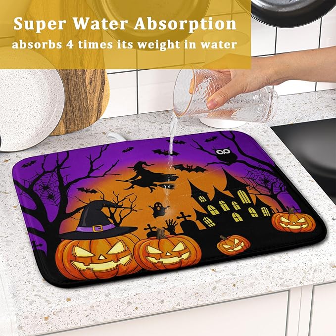 Happy Halloween Pumpkin Dish Drying Mat - Image 7