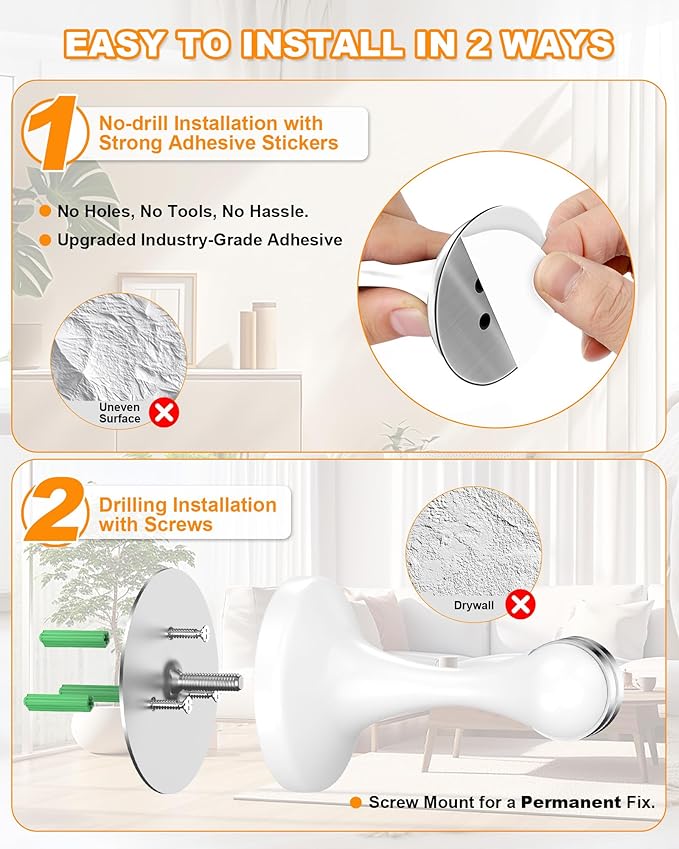 Crosize Magnetic Door Stoppers 6 Pack, Stainless Steel Door Stops - Image 3