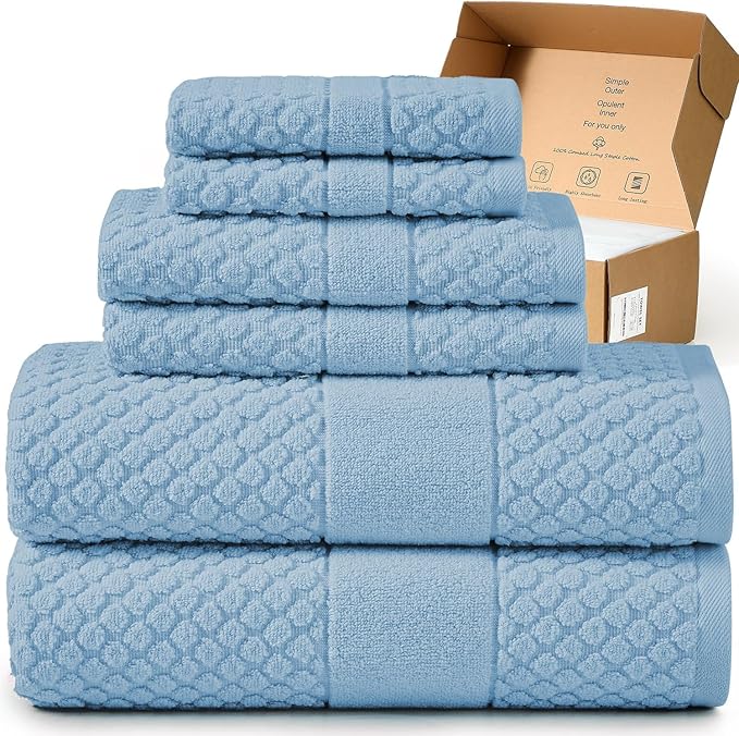 Simple&Opulence 6 Piece Luxury Towel Set, 100% Cotton Bathroom Towels by SimpleOpulence