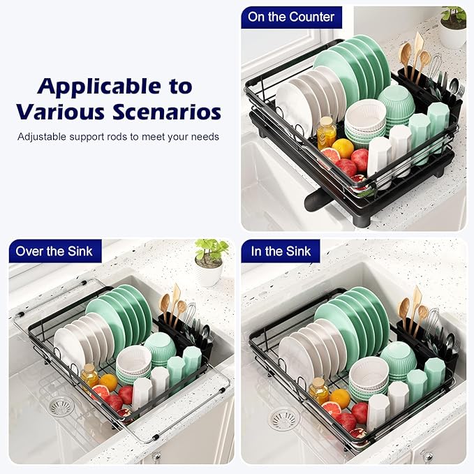 In Sink Dish Drying Rack, Expandable Over The Sink Dish Rack - Image 2