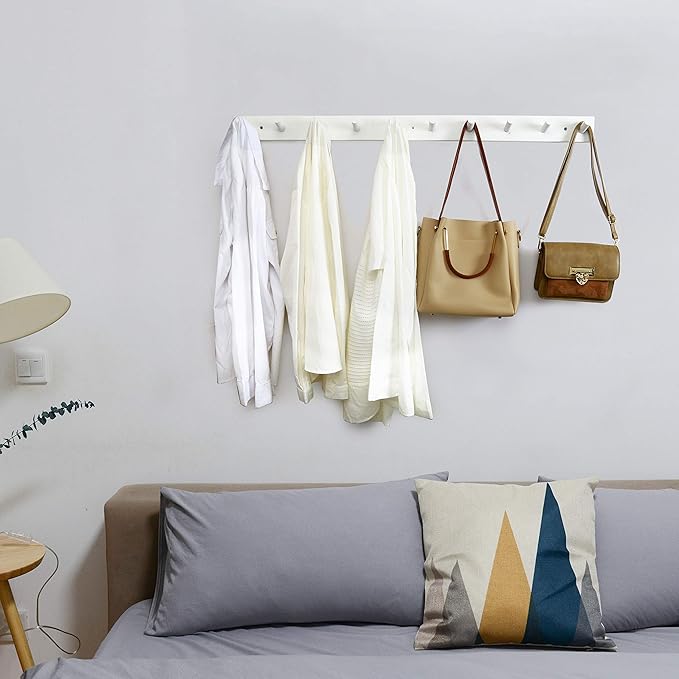 WEBI Coat Rack Wall Mounted, 10 Hooks, Peg Rail Hat Hooks - Image 5
