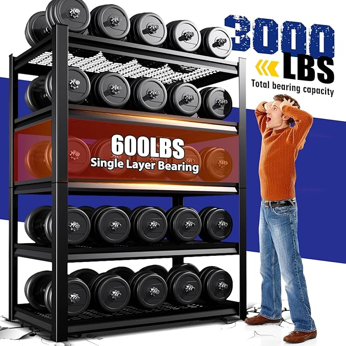 71"H Garage Shelving-3000LBS 5 Tier Storage Shelves,Adjustable Heavy Duty Metal Shelving Unit and Storage Large Wire Rack,Utility Steel Shelf For Shop Warehouse Industrial Pantry Basement 71"x35"x16" - Image 7