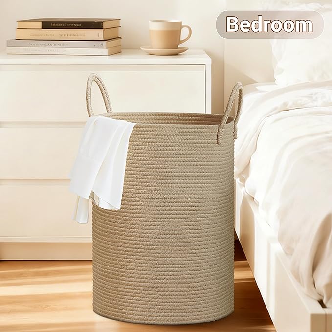 Tall Laundry Basket with Handles, 72L Portable Dirty Clothes Hamper, Boho - Image 5