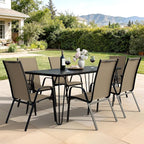 JEAREY Patio Dining Chairs Set of 6, Outdoor Stackable Dining Furniture Set, All Weather Dining Set for Lawn, Garden, Backyard, Poolside, Beige - Image 8