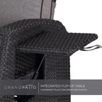 Grand patio Outdoor Reclining Chairs with Extended Footrest 2-Piece Adjustable WickerPatio Lounge Recliner up to 15 with Flip Side Table, Cool Grey - Image 5