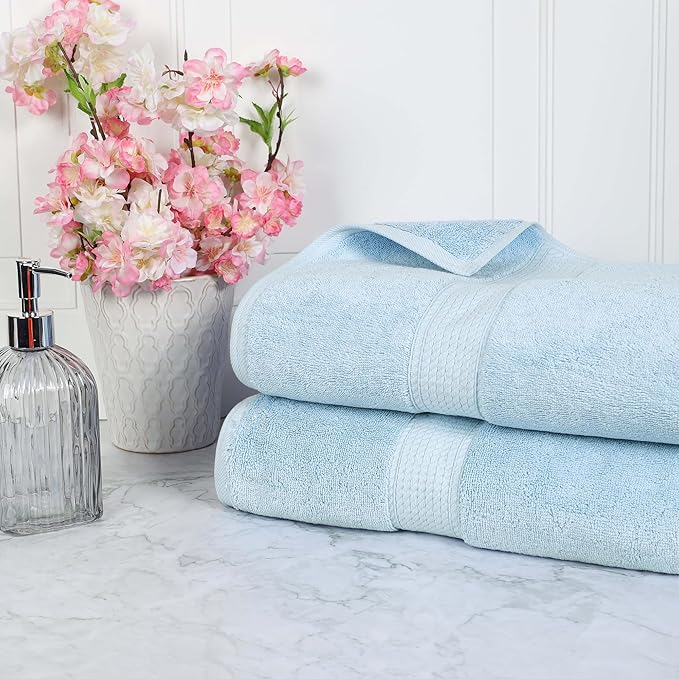 SUPERIOR Egyptian Cotton Pile Bath Sheet Set of 2, Ultra Soft Luxury Towels by SUPERIOR