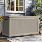 YITAHOME XXL 260 Gal Large Deck Box, Outdoor Resin Storage Box, Rattan Storage Container for Patio Furniture, Garden Tools, Waterproof, Lockable (Brown) by YITAHOME