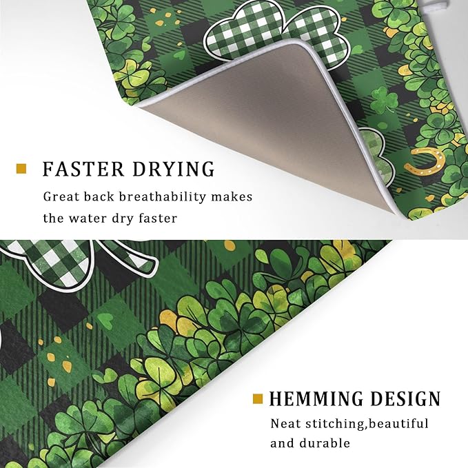 St Patrick's Day Green Clover Dish Drying Mat 18 x 24 Inch - Image 3