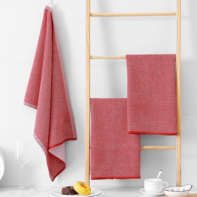 Homaxy Premium Kitchen Towels, Large Cotton Kitchen Hand Towels, Flat and Terry - Image 3