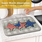 Patriotic Dish Drying Mat for Kitchen Counter Cute Stars 4th of July Holiday - Image 7