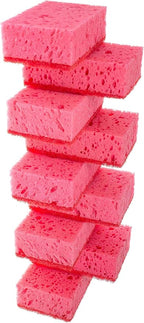 Pink Multi Use Scrub Sponges. Made in Europe. 9 Pack, 4.3x2.8x1.4 inches. by Okleen