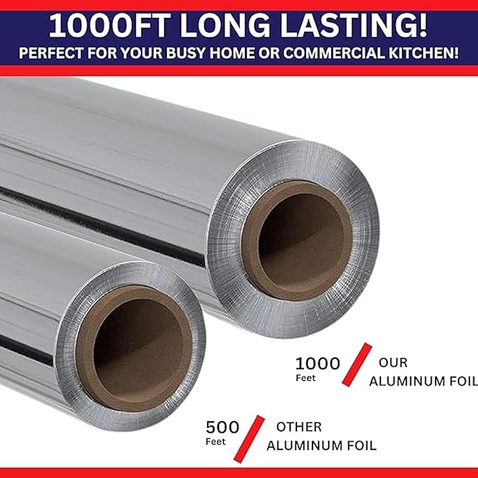 Urban Box Co. 12" x 1000' Standard Aluminum Foil Roll, Commercial-Grade Silver - Image 2