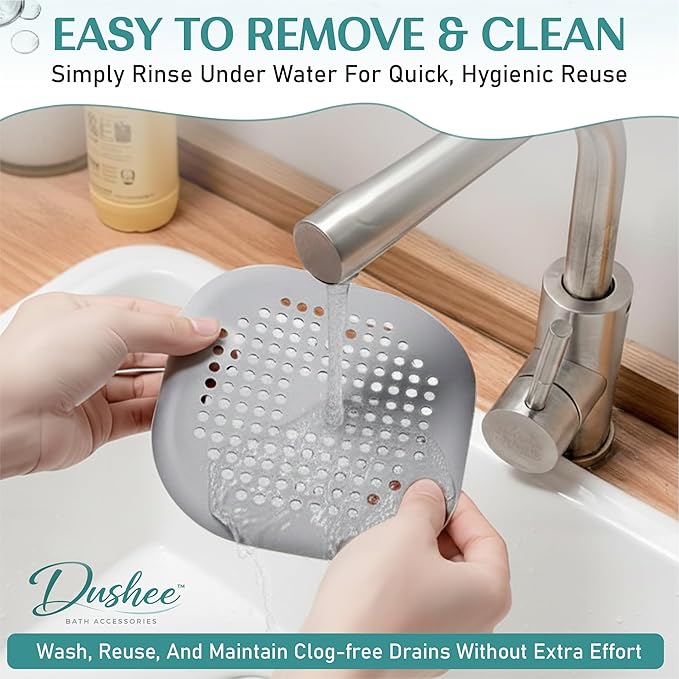 Silicone Square Drain Hair Catcher – 4-in-1 Set Shower Drain Strainer Covers - Image 6