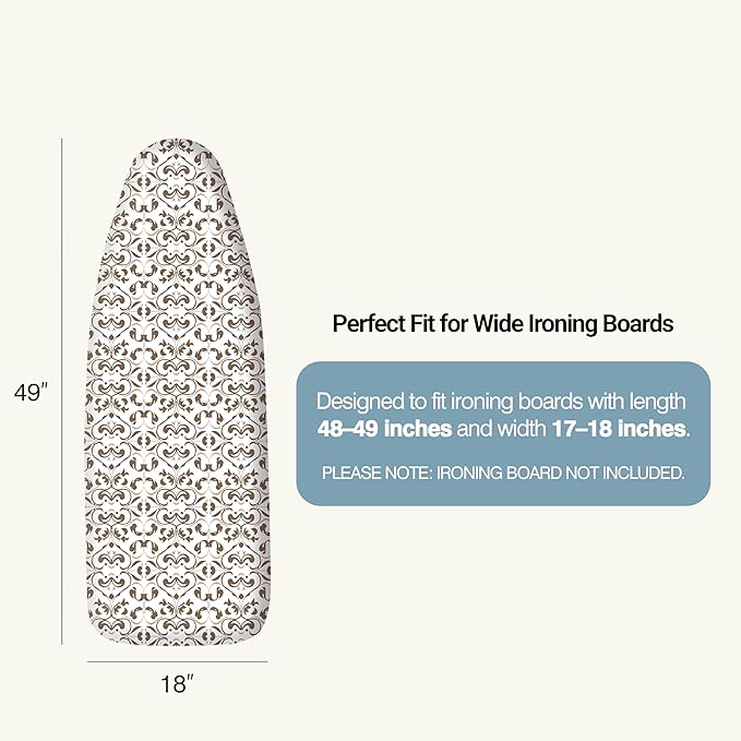 Ironing Board Cover and Pad 18"x49" Extra Thick Natural Cotton, Scorch and - Image 2