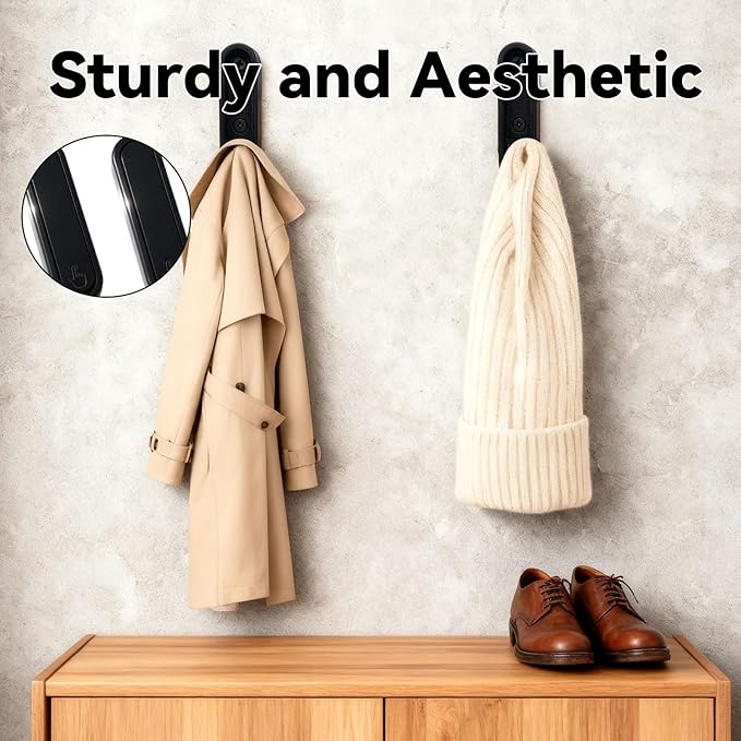 2PCS Folding Coat Hooks, Flip Down Heavy Duty Hooks Robe Hook Wall Mounted - Image 5