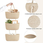 Dahey Over The Door Hanging Basket 3-Tier Woven Boho Wall Mounted Storage - Image 5