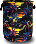 Colorful Palm Tree Laundry Basket Foldable Oxford Cloth Hawaii Laundry Hamper by Unknown