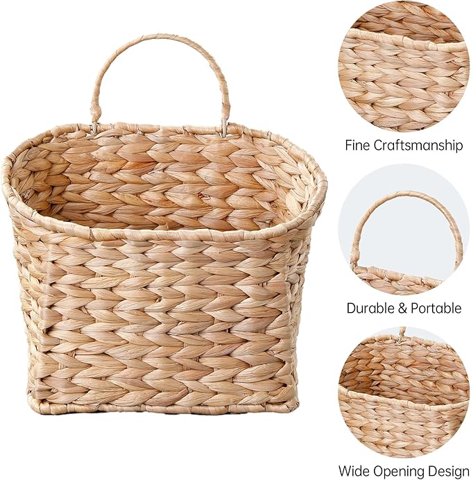 Wicker Hanging Basket, Woven Hanging Wall Basket - Image 6