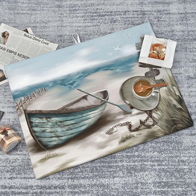 Sea view wooden boat Dish Drying Mat - Image 8