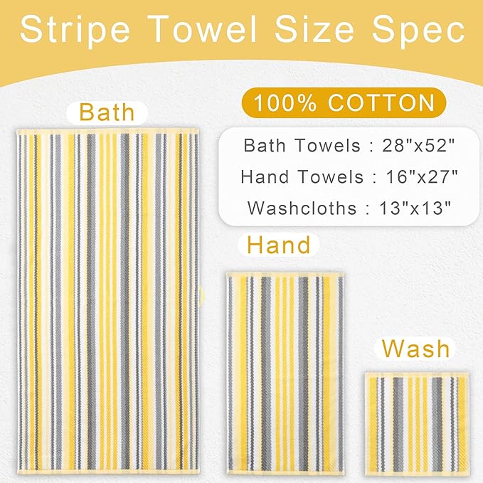 Yellow Striped Washcloths 6PC - Image 2