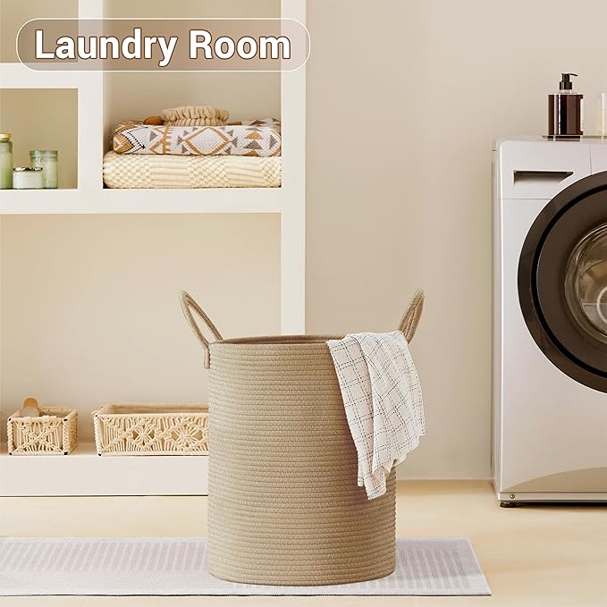 Tall Laundry Basket with Handles, 53L Portable Dirty Clothes Hamper, Boho - Image 6