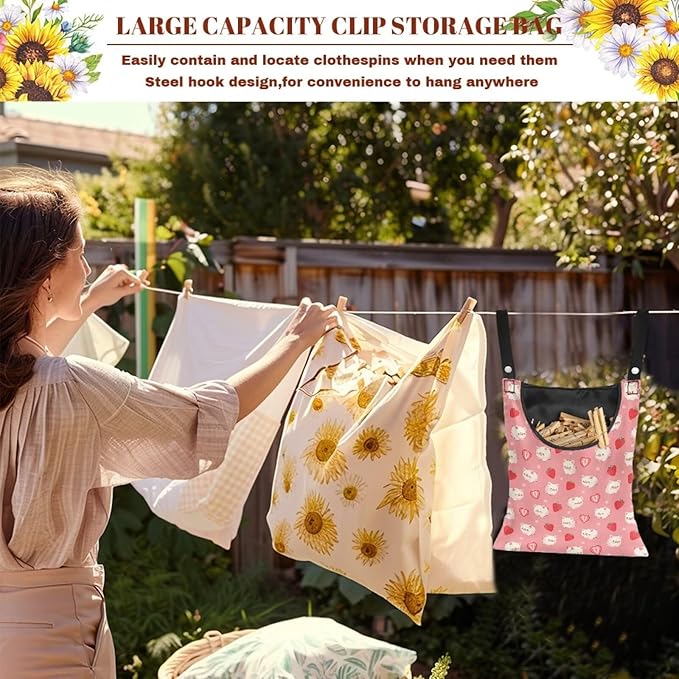 Clothespin Bag for Clothesline Outdoor, Soft & Lightweight Hanging Bag for - Image 5
