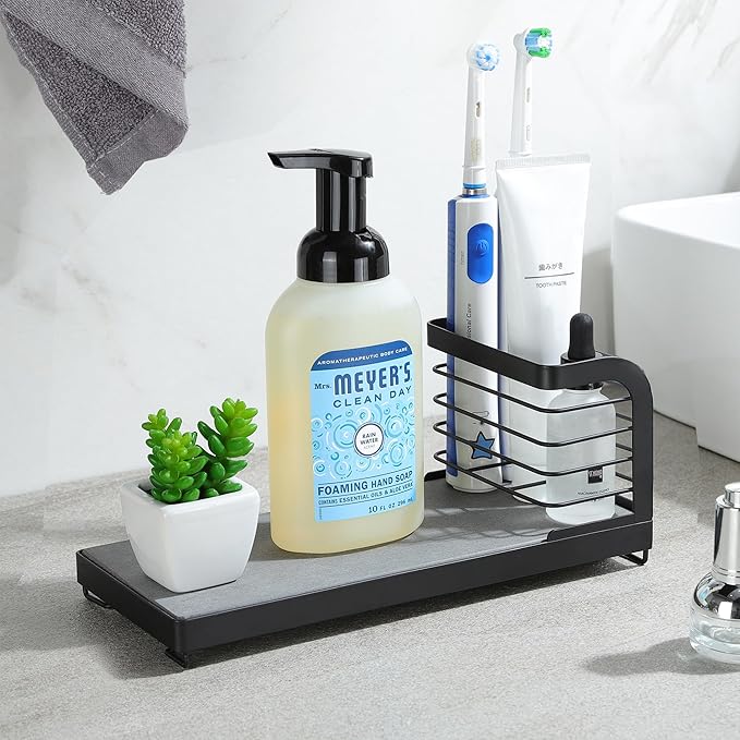 Wipe-Free Sink Organizer with Drying Stone, Instant Dry Sink Caddy Organizers - Image 5