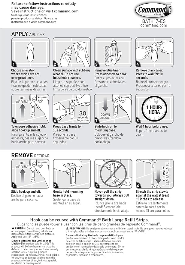 Command Bath Large Towel Hook Value Pack, 3-Large Hooks, 3-Water-Resistant - Image 10