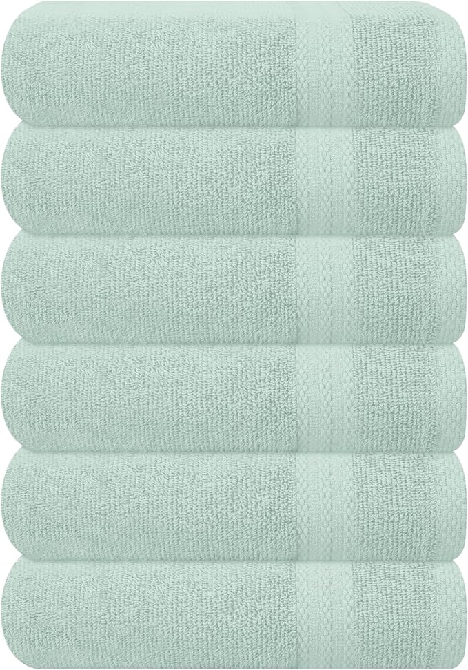 GLAMBURG Ultra Soft 6-Piece Hand Towel Set 16x28-100% Ringspun Cotton by GLAMBURG