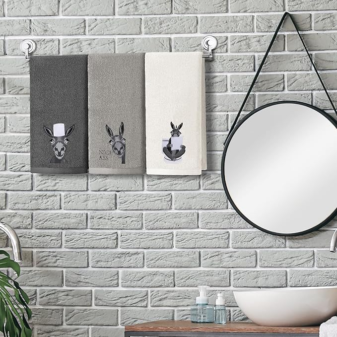 3 Pcs Funny Donkey Hand Towels Embroidered Donkey Farmhouse Decorative Bathroom - Image 3