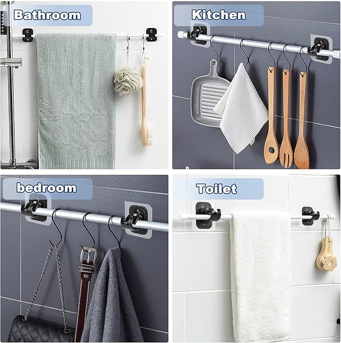 Codoule 2PCS No Drill Curtain Rod Brackets Drilling Self Adhesive Holder Hooks - Image 5