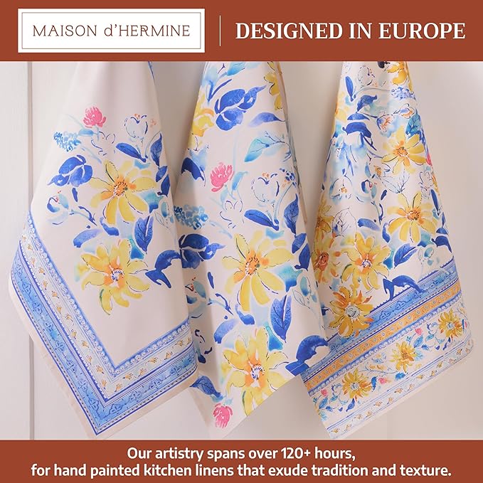 Maison d' Hermine Kitchen Towels Set of 3 100% Cotton 27.50" x 20" Reusable - Image 2