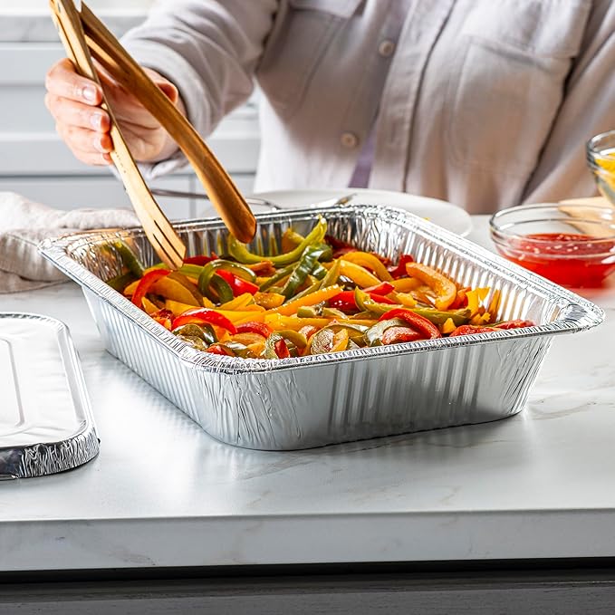 GUSTO [30 Count 9x13 Inch Aluminum Pans, Half Size Deep Steam Foil Pans - Image 3