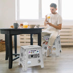 Delxo Folding Step Stool, 13 inch Non-Slip Foldable Stools for Kids & Adults Up to 300 LBS, Step Stool with Handle, Lightweight for Kitchen, Bathroom, Bedroom, Garden, Grey, 1PC - Image 3