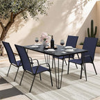 JEAREY Patio Dining Chairs Set of 4, Outdoor Stackable Dining Furniture Set, All Weather Dining Set for Lawn, Garden, Backyard, Poolside, Navy Blue - Image 2