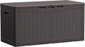Devoko 100 Gallon Waterproof Large Resin Deck Box Indoor Outdoor Lockable Storage Container for Patio Furniture Cushions Garden Tools (100 Gallon, Dark Brown) by DEVOKO
