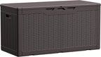 Devoko 100 Gallon Waterproof Large Resin Deck Box Indoor Outdoor Lockable Storage Container for Patio Furniture Cushions Garden Tools (100 Gallon, Dark Brown) by DEVOKO