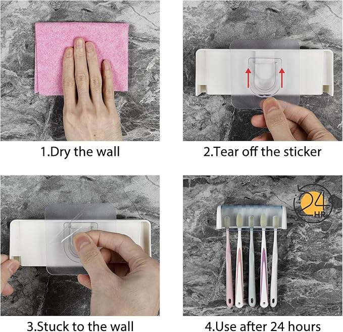 5 Slots Wall Mount Toothbrush Holder - Image 6