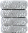 Pidada Hand Towels Set of 4 Hydrangea Floral Pattern 100% Cotton Absorbent Soft by Pidada
