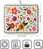 Colorful Boho Floral Dish Drying Mat 16x18 Inch Dishes Dry Pad Drainer Rack - Image 2
