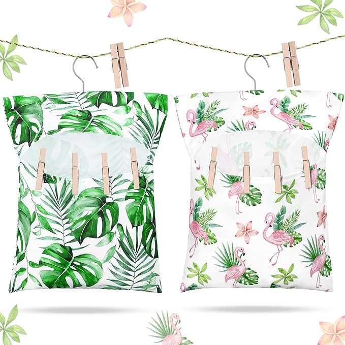 2 Pcs Clothespin Bag with Hanging Hook Waterproof Laundry 13" x 12" Clothes Pin by Ribbonlic