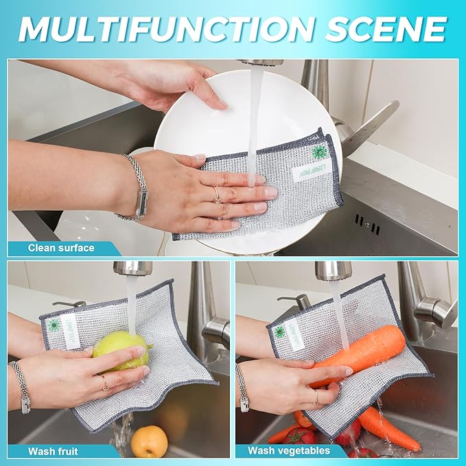 12 PCS Non Scratch Wire Dishcloth, Cleans Fast Without Scratching, Stands Up to - Image 6